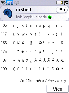 VypišUnicode